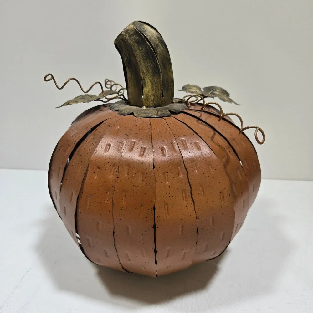 Rustic Strip Metal Pumpkin Decor Slatted Farmhouse Fall Art Halloween Harvest